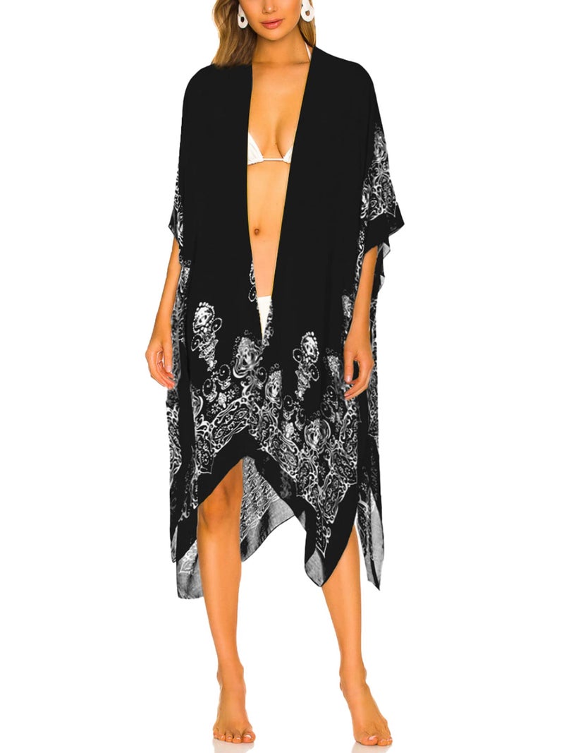 Breezy Lane Black Kimonos for Women Beach Cover Up Summer Kimono Cardigans Bohemian Clothes - Image 3
